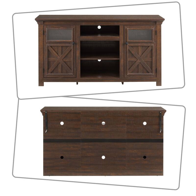 Vintage Farmhouse Style Wooden Storage Sideboard with Cable Management Holes