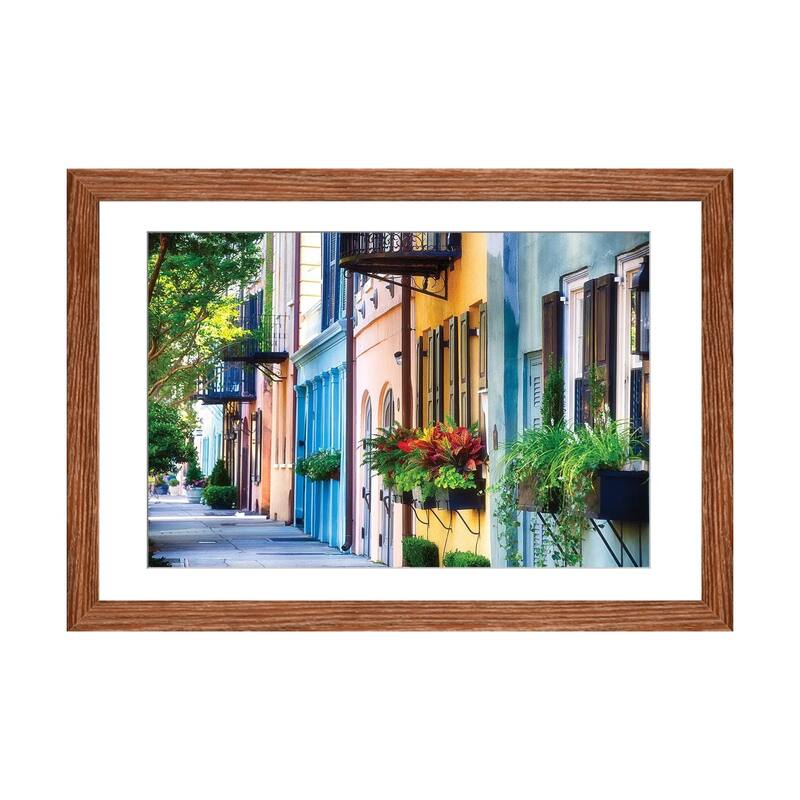 iCanvas "Rainbow Row I" by George Oze PFA - Walnut - 16x24x1