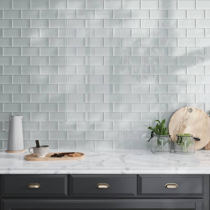Apollo tile 3" x 6" Colorway Glossy Gray Glass Tile (5 sq ft/case) - 40 Pack