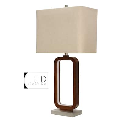 Wellwood Rust Table Lamp - Beige Hardback Fabric Shade