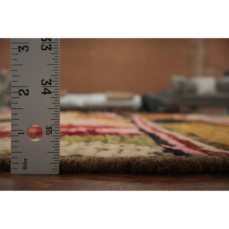 Hand Knotted Oriental 100% Wool Carpet Modern Tribal Multi-Colored Moroccan Area Rug - 9' 7'' X 6' 10''