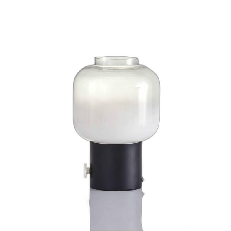 Black Glass Base Table Lamp with Clear Globe Shade and Rotary Socket Switch - 8” x 8” x 12” (D x W x H)