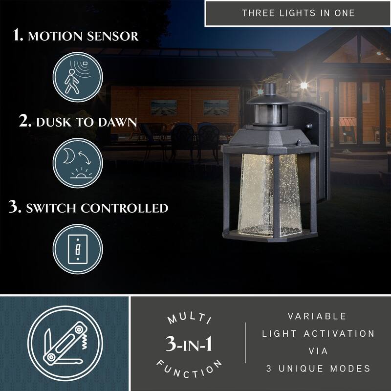Freeport Bronze LED Motion Sensor Dusk to Dawn Outdoor Wall Light - 5.5-in W x 10.25-in H x 6.25-in D