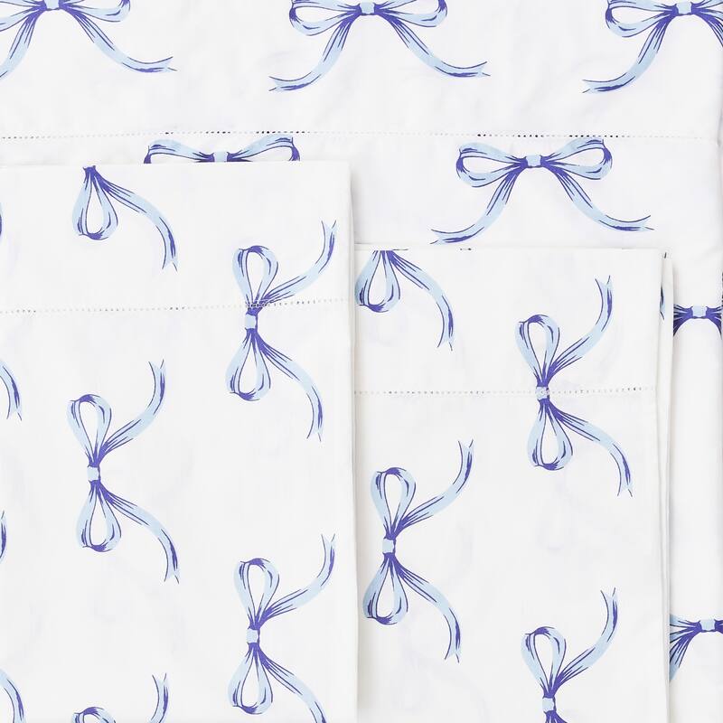 Gentle Ribbons Cotton Sheet Set Blue