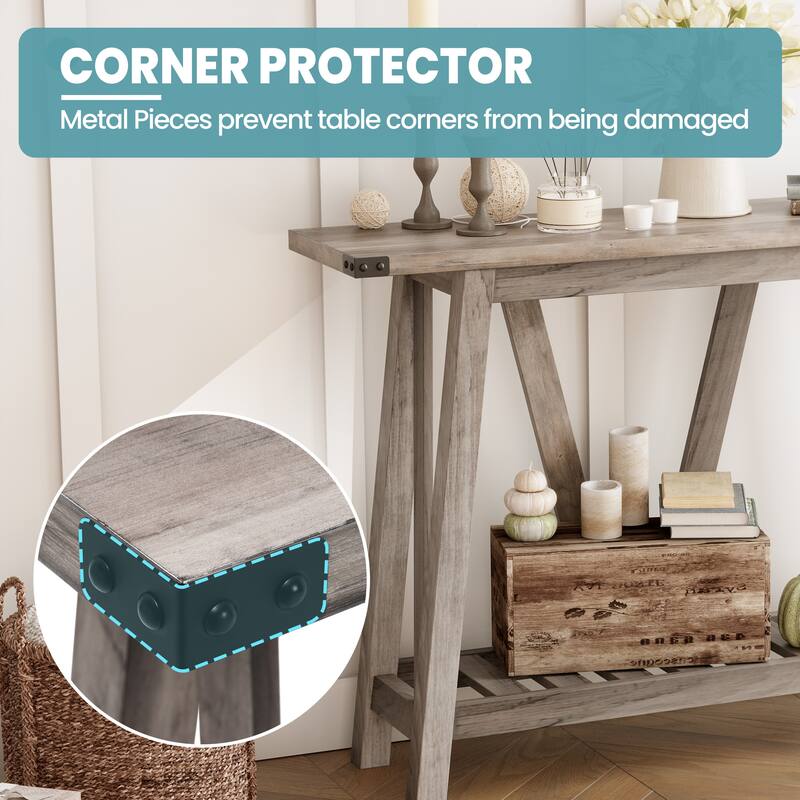 Crestlive Console Table, Entryway Table, Sofa Table with 2-Tier Storage