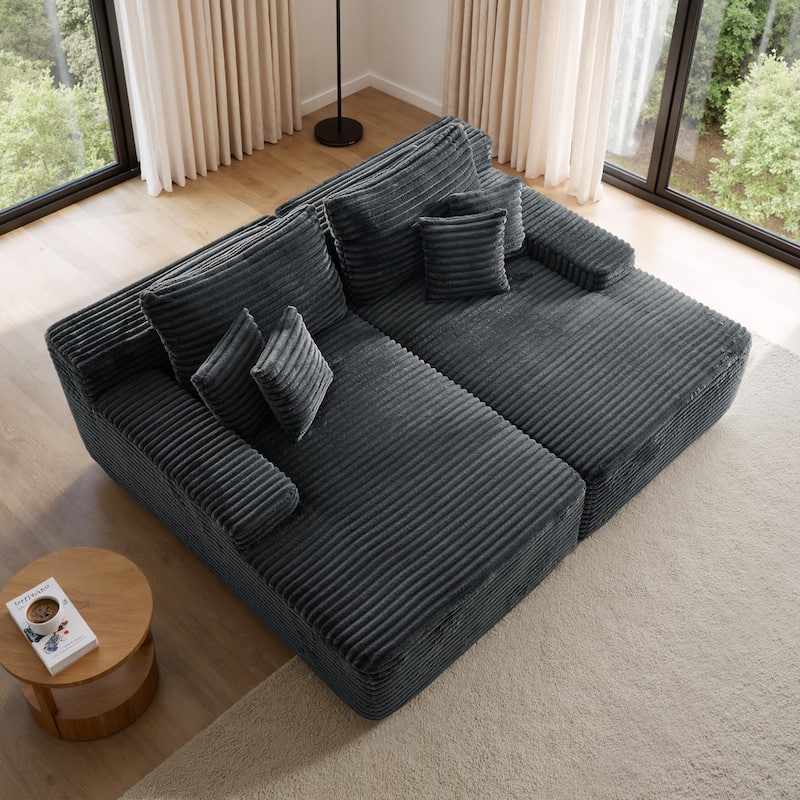 Oversized Upholstered Modular Sectional Chaise Lounge with Pillows