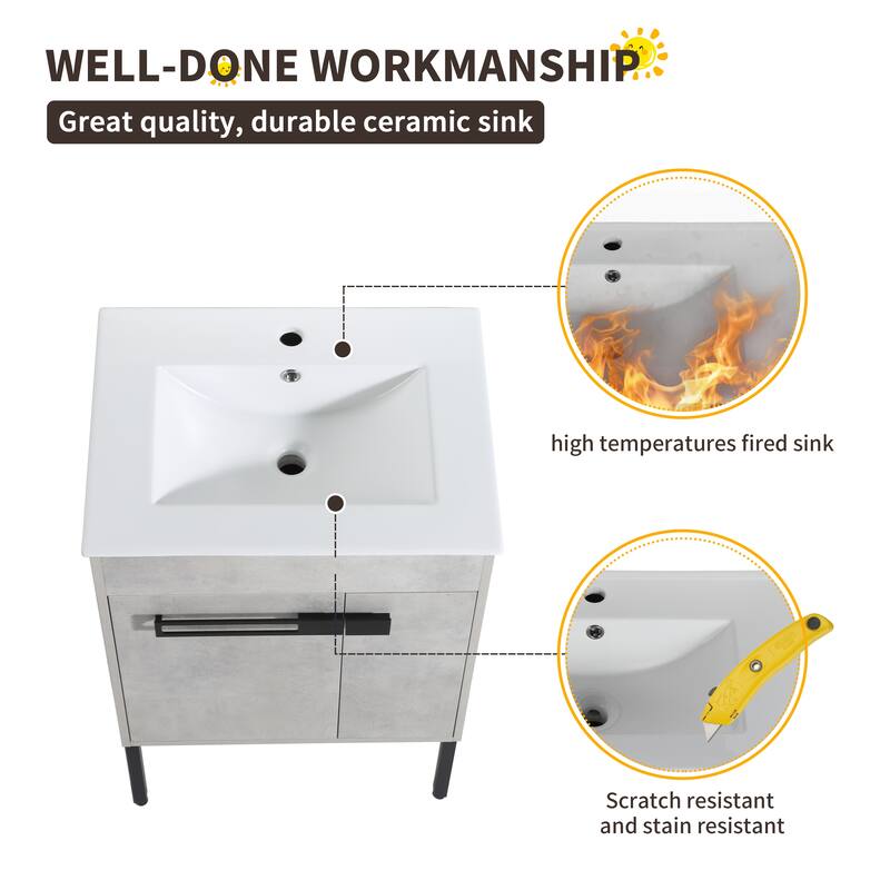 Beingnext 24"/30"/36" Bathroom Vanity with Sink, Freestanding/Floating Bathroom Vanity with Soft Close Door and Adjustable Shelf