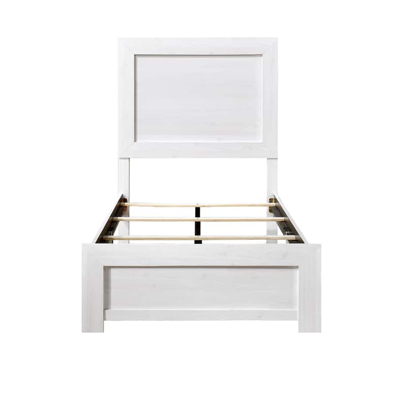 White Twin Size Panel Bed with Headboard and Footboard, Easy Assembly, Ships in One Box