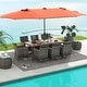 preview thumbnail 9 of 37, Costway 11 PCS Patio Dining Set with 15 ft Double-Sided Patio Umbrella - See Details Orange