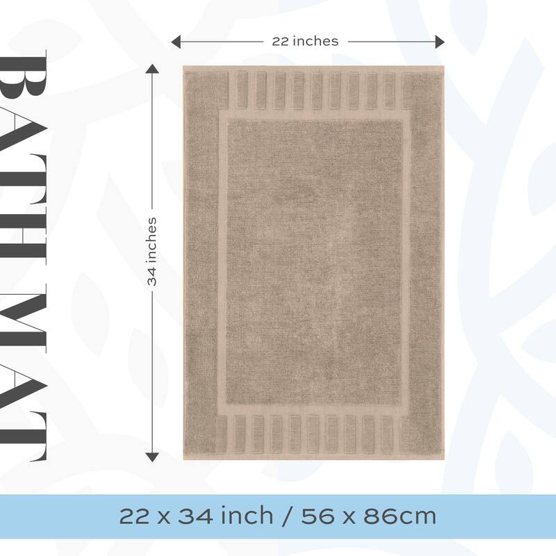 White Classic Luxury Cotton Bath Mat 22x34 Set of 2