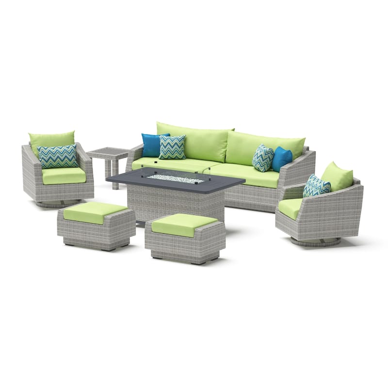 Cannes 8 Piece Sunbrella Outdoor Patio Motion Fire Set
