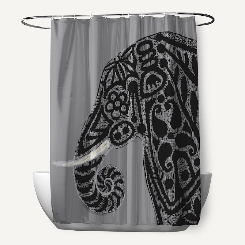 Inky Animal Print Shower Curtain (71 x 74) - Black