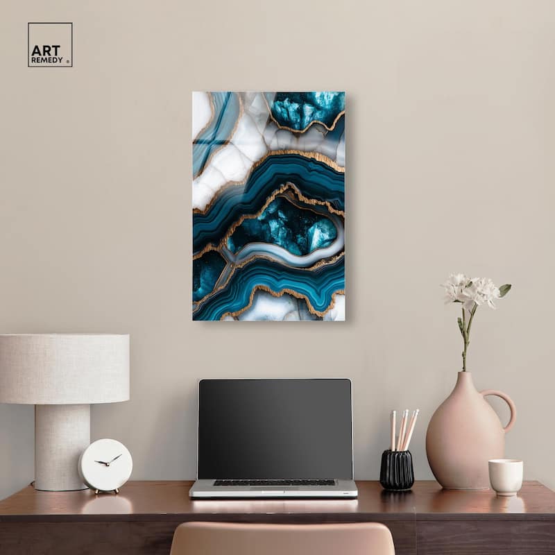 Teal Tectonic III Acrylic by Art Remedy, Ready to Hang