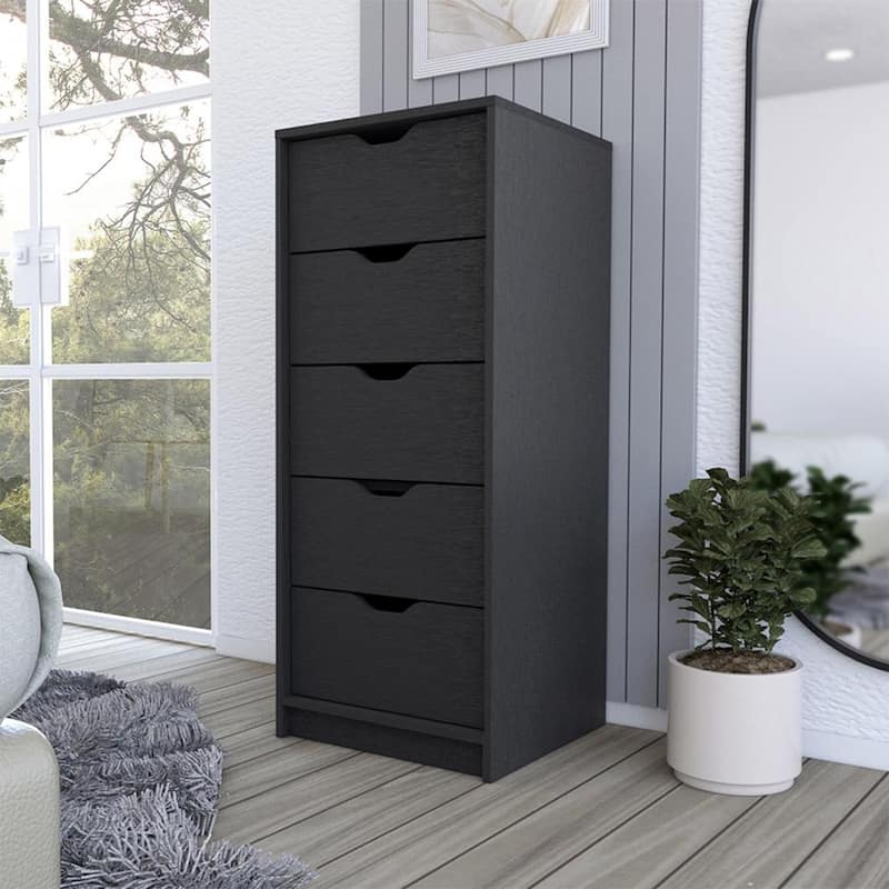 Modern 5 Drawer Chest Vertical Dresser for Bedroom Storage 18 Inch