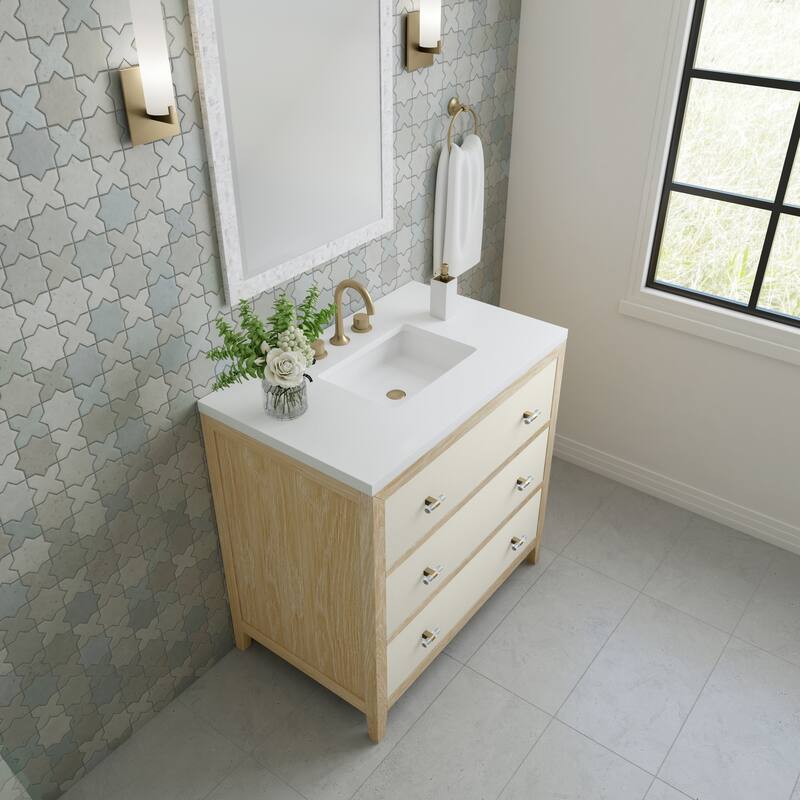 James Martin Vanities Celeste 36" Single Vanity, Sunwashed Oak with Embossed Shagreen