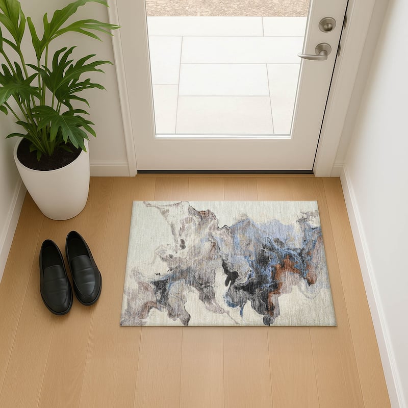 Premium Washable Super Soft Modern Glam Mayfield Rug - Beige - 1'8" x 2'6"