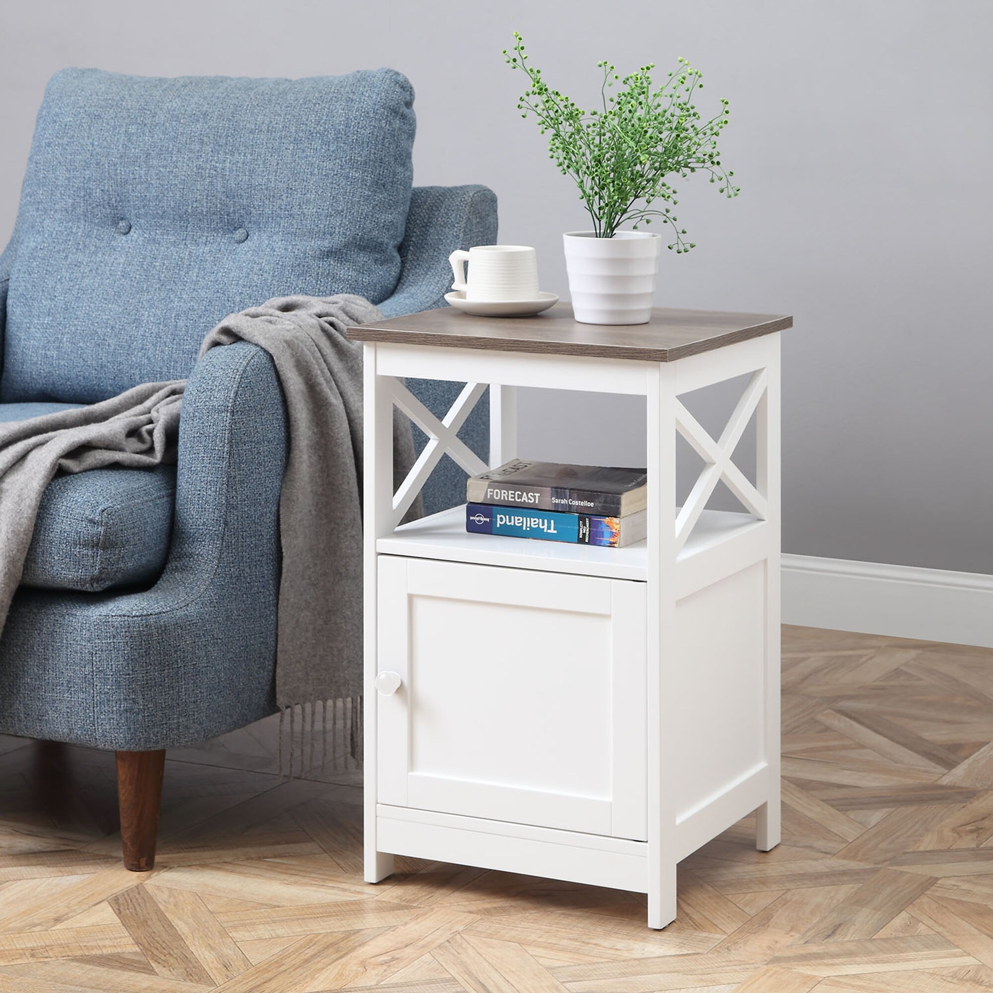 Oxford end store table white