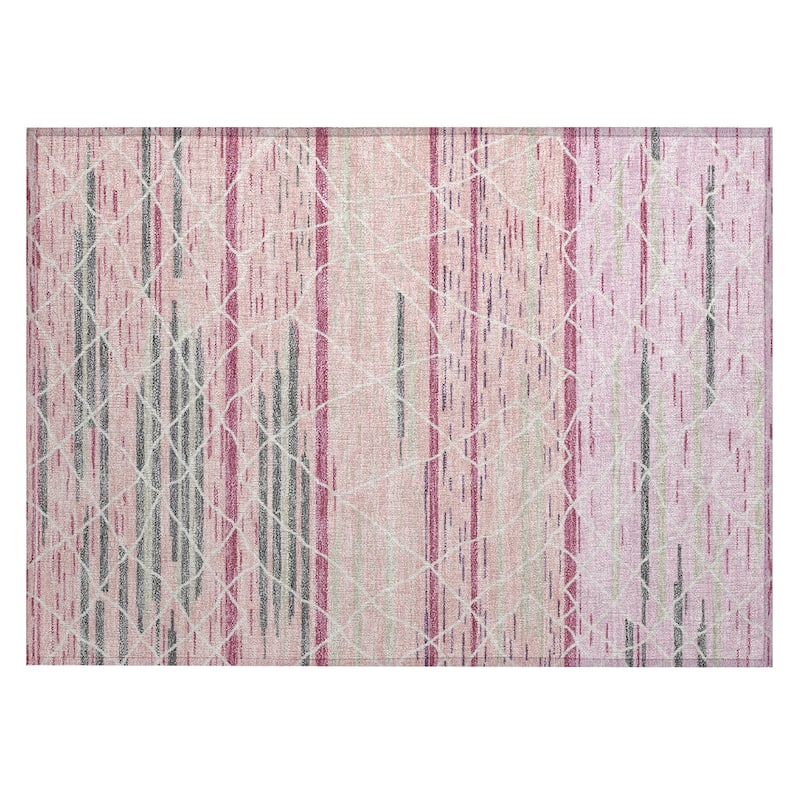 Machine Washable Indoor/ Outdoor Modern Global Chantille Rug