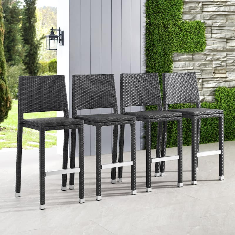 Corvus Plymouth Outdoor Modern Patio Aluminum Wicker Bar Stools (Set of 4)
