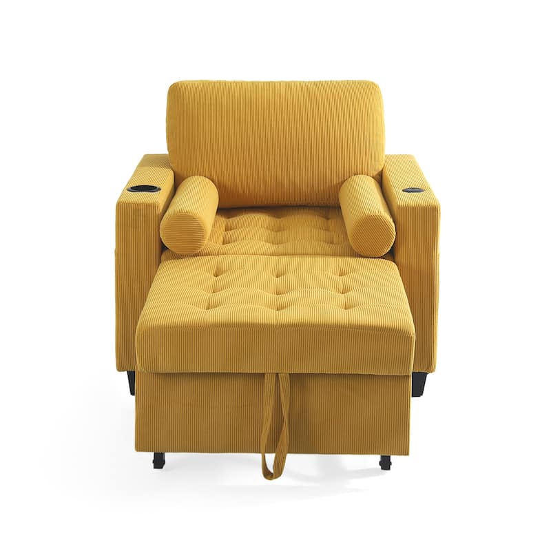 39" Adjustable Recline Convertible Sleeper Accent Chair with USB Port