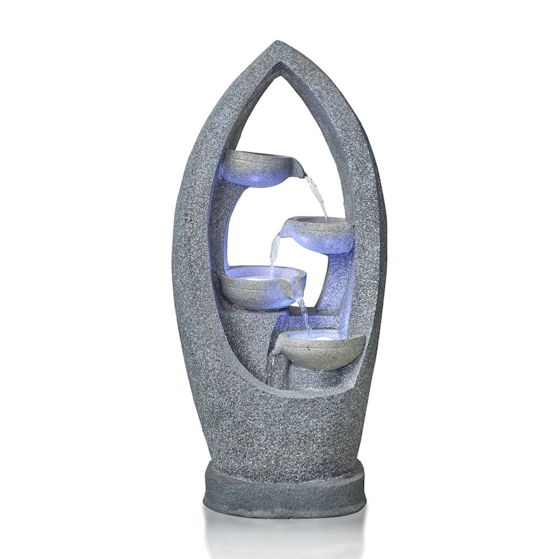 Outdoor Fountain 5-Tier Weather Resistant Outdoor Floor Waterfall Fountain