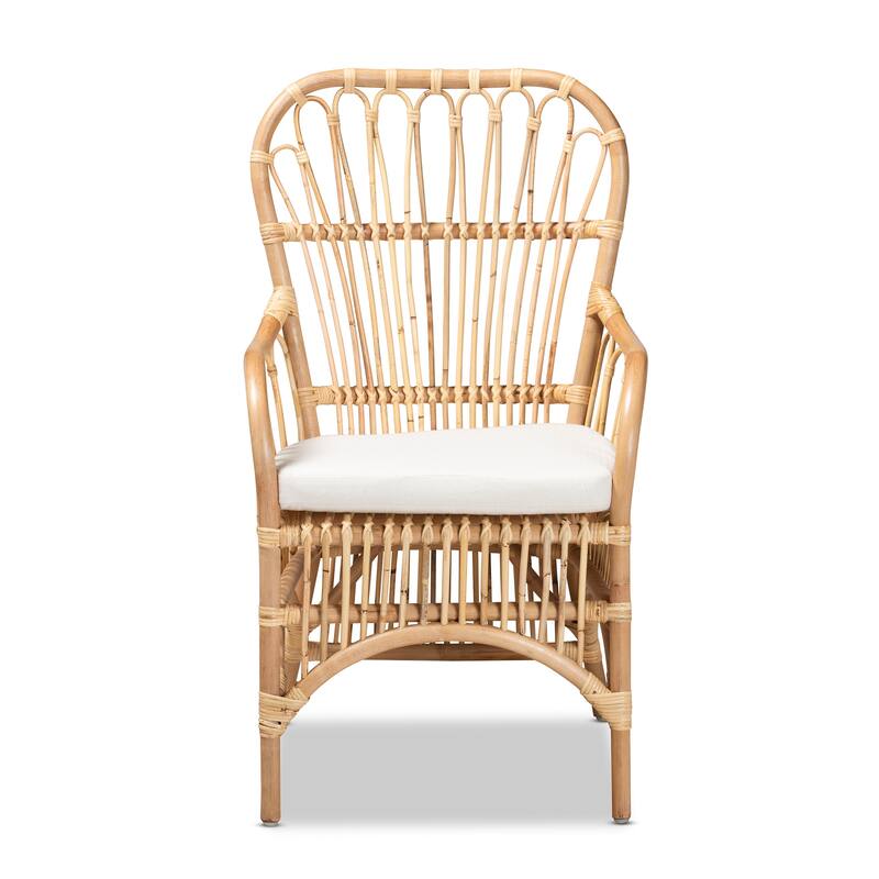 Aya Modern and Contemporary Natural Finished Rattan Armchair