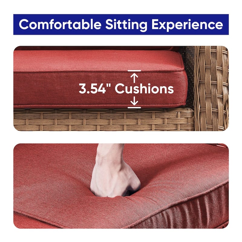 Gymojoy Patio Rattan Loveseat Sofa Outdoor Wicker Loveseat