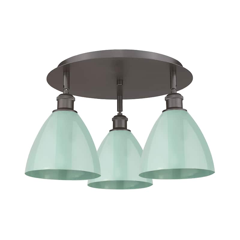 Innovations Lighting Ballston - 3 Light 19" Flush Mount - Seafoam/Oil Rubbed Bronze