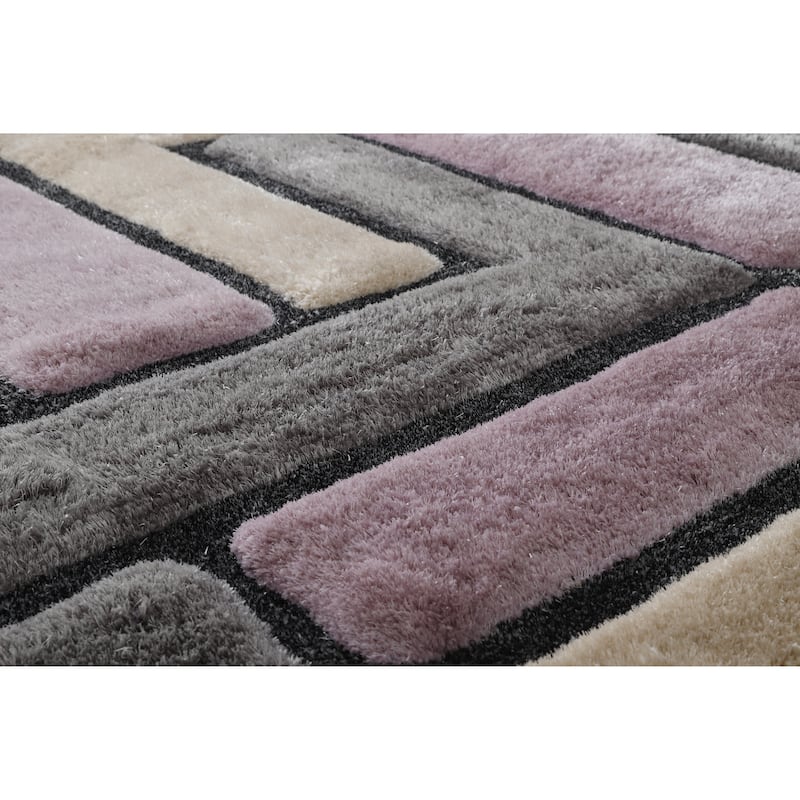 Mateos Shag Collection Geometric Area Rug