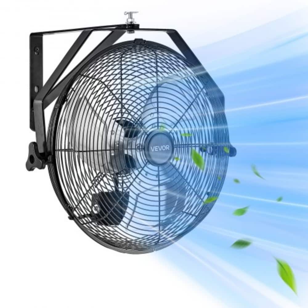 40W Industrial Wall Fan Adjustable 3-Speed Black Metal High Airflow Workshop Cooling - 30” x 18” x 14”