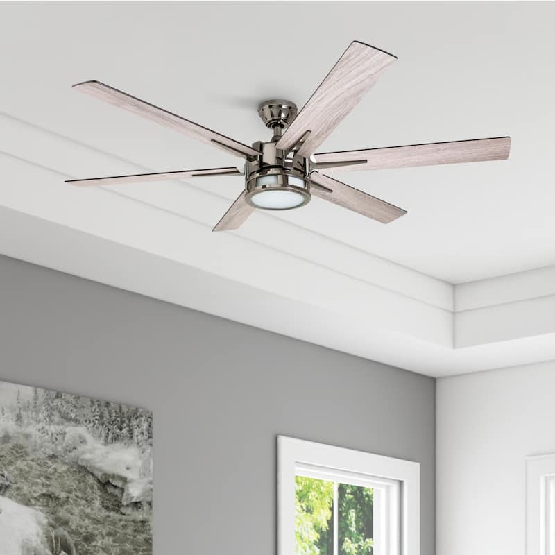 Honeywell Kaliza Modern Gun Metal Indoor Ceiling Fan with Light & Remote Control - 56-inch - Gun Metal - Hardwired
