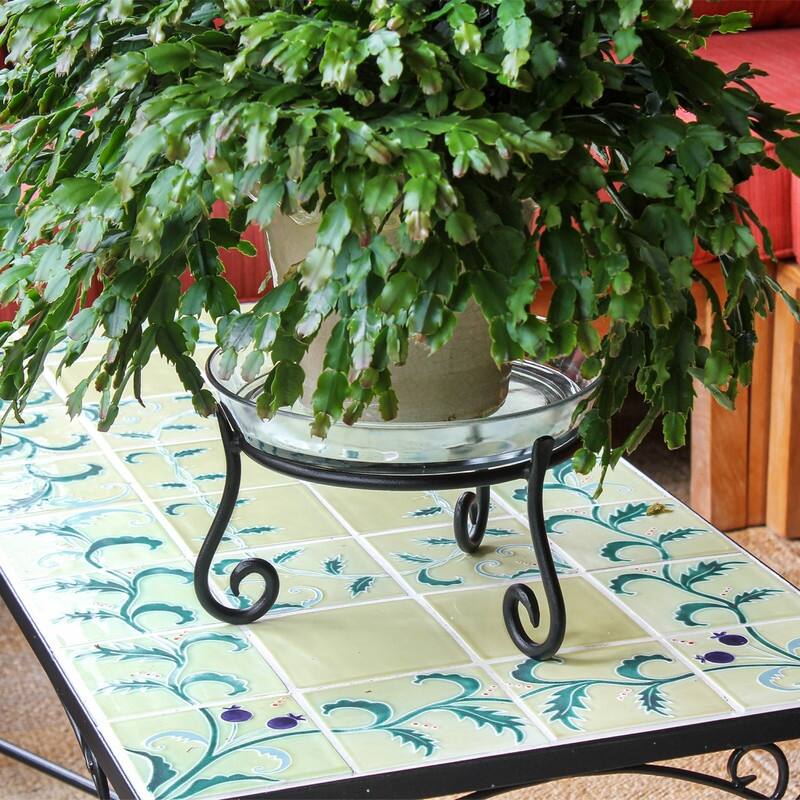 Achla Designs Versatile Short Stand for Planter, Birdbath, Gazing Ball, 9.5 Inch Diameter, Black Powder Coat Finish