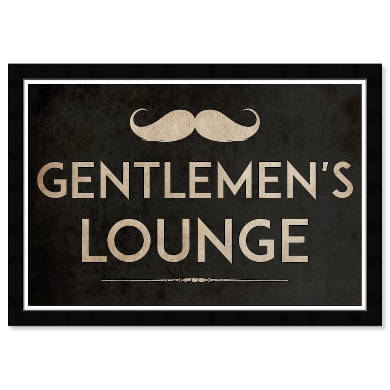 Gentlemen's Lounge TJX Modern Gold Framed Wall Art Print for Man Cave - 15 x 21 - Black