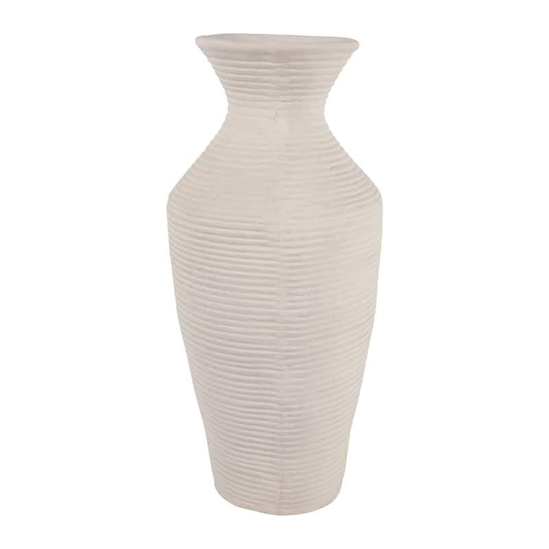 Sculptural Ribbed Paper Mache Table Vase - Stylish Tall Flower Vase