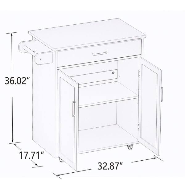 Modern White Side Table Kitchen Cart Storage Wood Top Living Room Bed