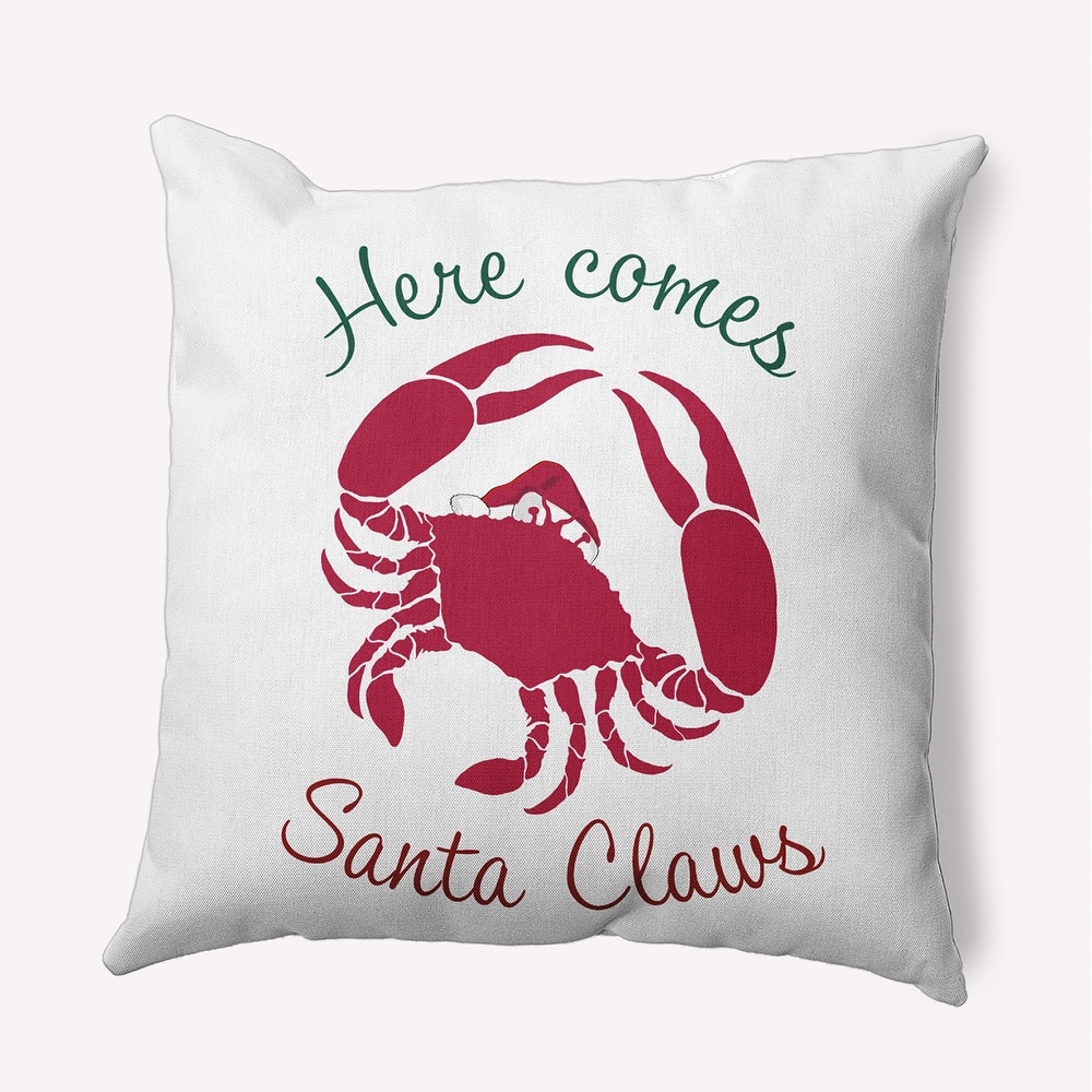 Santa Claws Crab Christmas Accent Pillow
