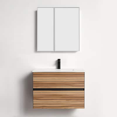 Blossom 30" Floating Bathroom Vanity with Ceramic Sink, Modern Design