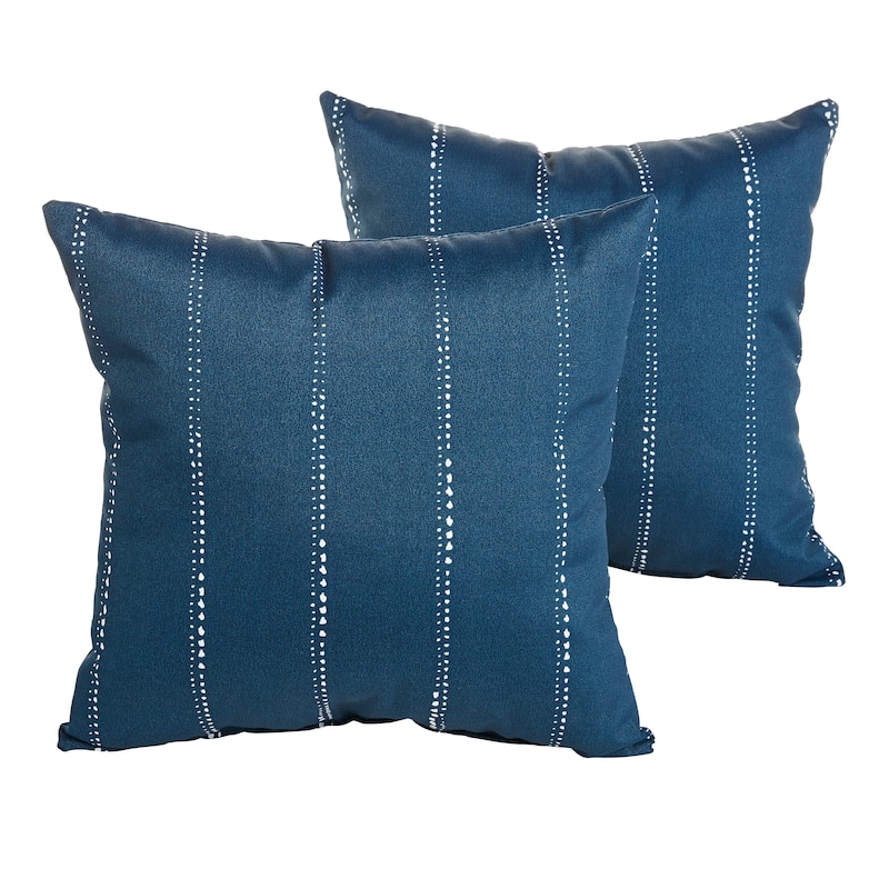 Sorra Home Outdoor Knife Edge Pillow Set of 2 - Carlo Oxford Navy
