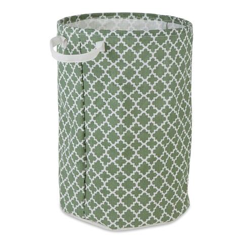 PE-Coated Cotton Polyester Laundry Hamper Lattice Round - Laundry Hamper, 13.5x13.5x20"