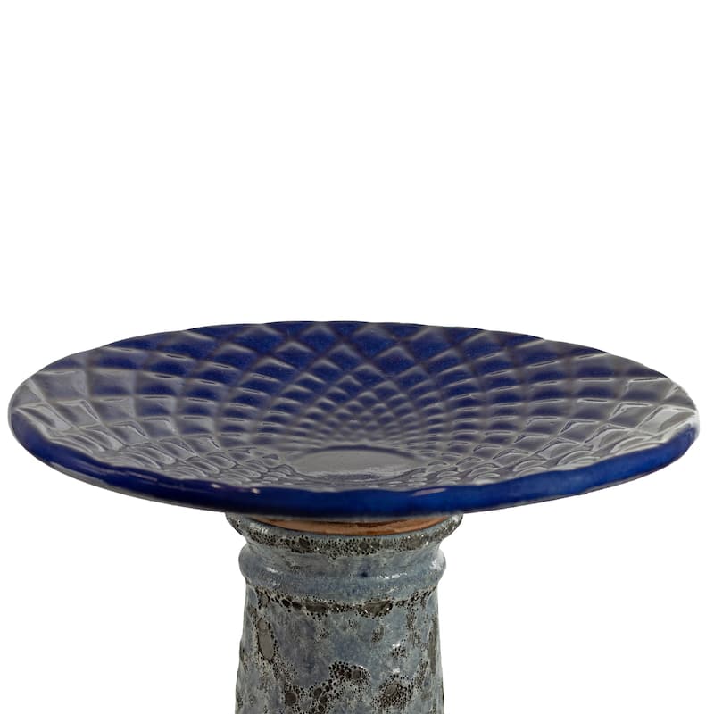Rennes Outdoor Ceramic Bird Bat - Blue Lava Finish - 22.5" H