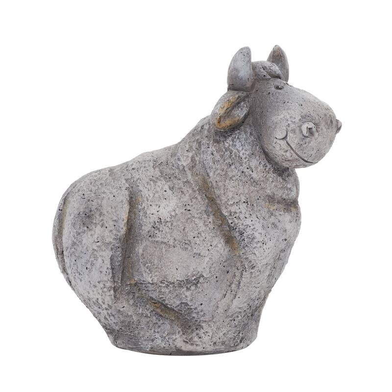 Polystone Cow Indoor Outdoor Garden Sculpture - Gray - Roche River Decor - Gray