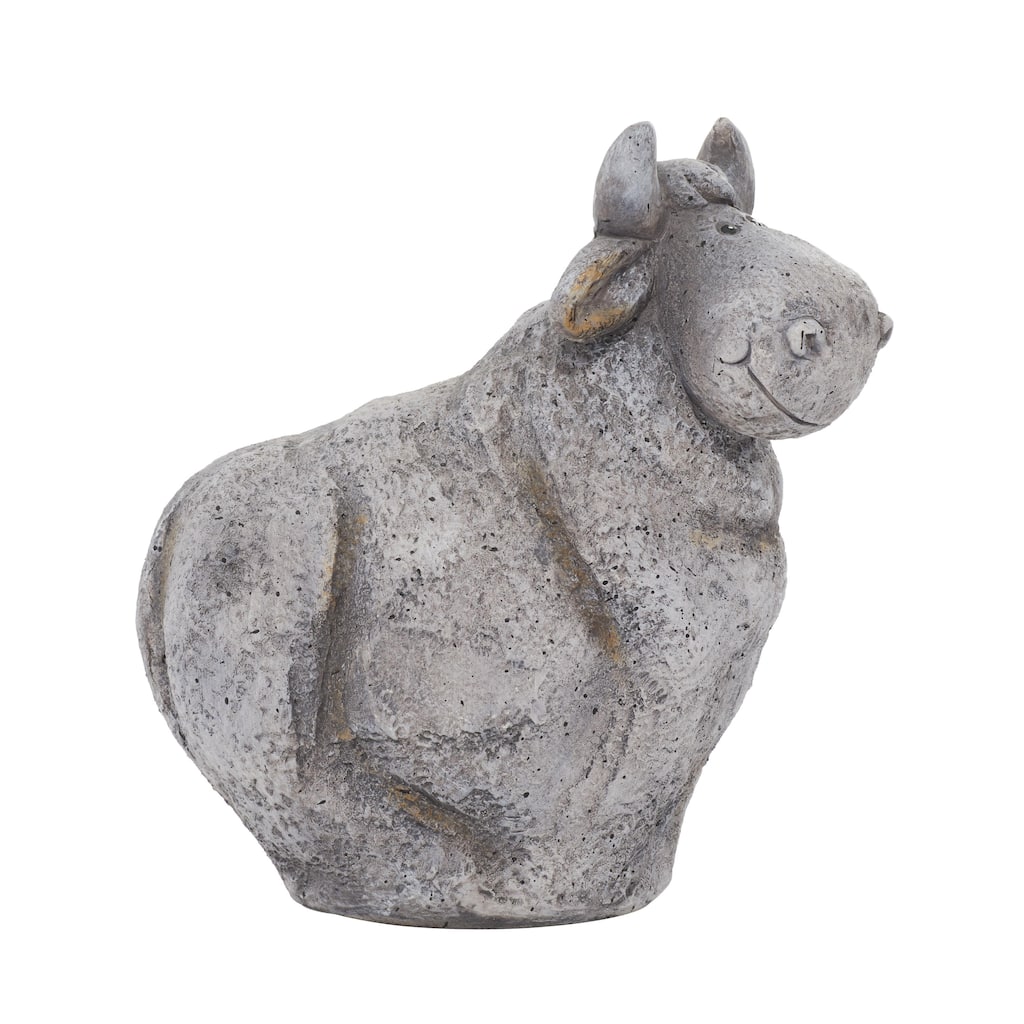 Polystone Cow Indoor Outdoor Garden Sculpture - Gray - Roche River Decor