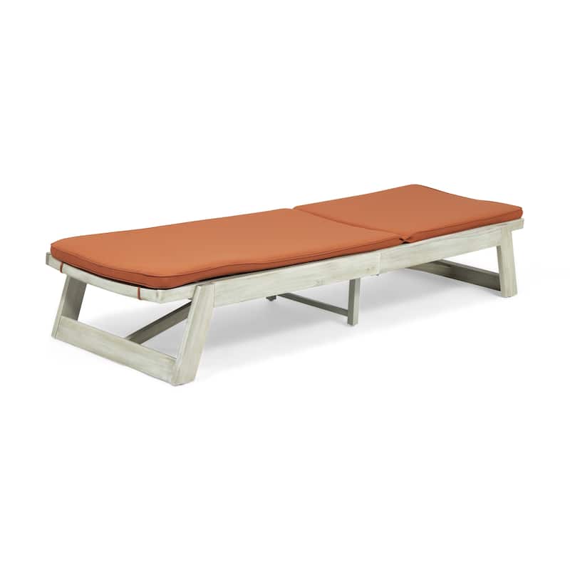Maki Outdoor Acacia Wood Chaise Lounge and Cushion Set (Set of 2) by Christopher Knight Home