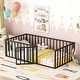 preview thumbnail 22 of 30, Twin Size Metal Floor Bed Frame with Fence and Door for Kids' Bedroom Twin - Black