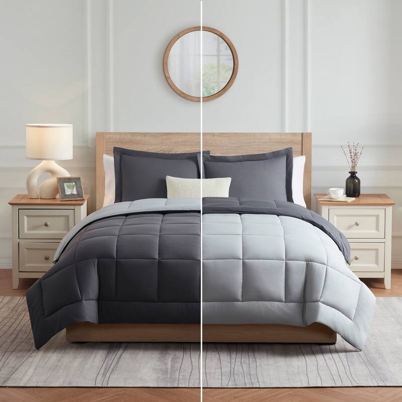 Empyrean All Season Alternative Down Lightweight Reversible Comforter Set - King - Gray/Light Gray