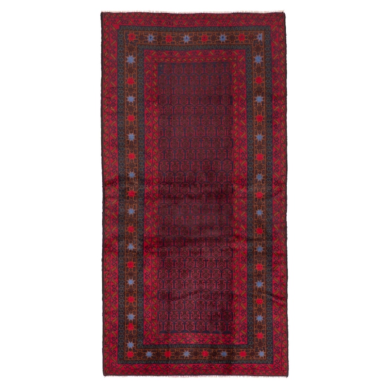 ECARPETGALLERY Hand-knotted Teimani Red Wool Rug - 3'3 x 6'6