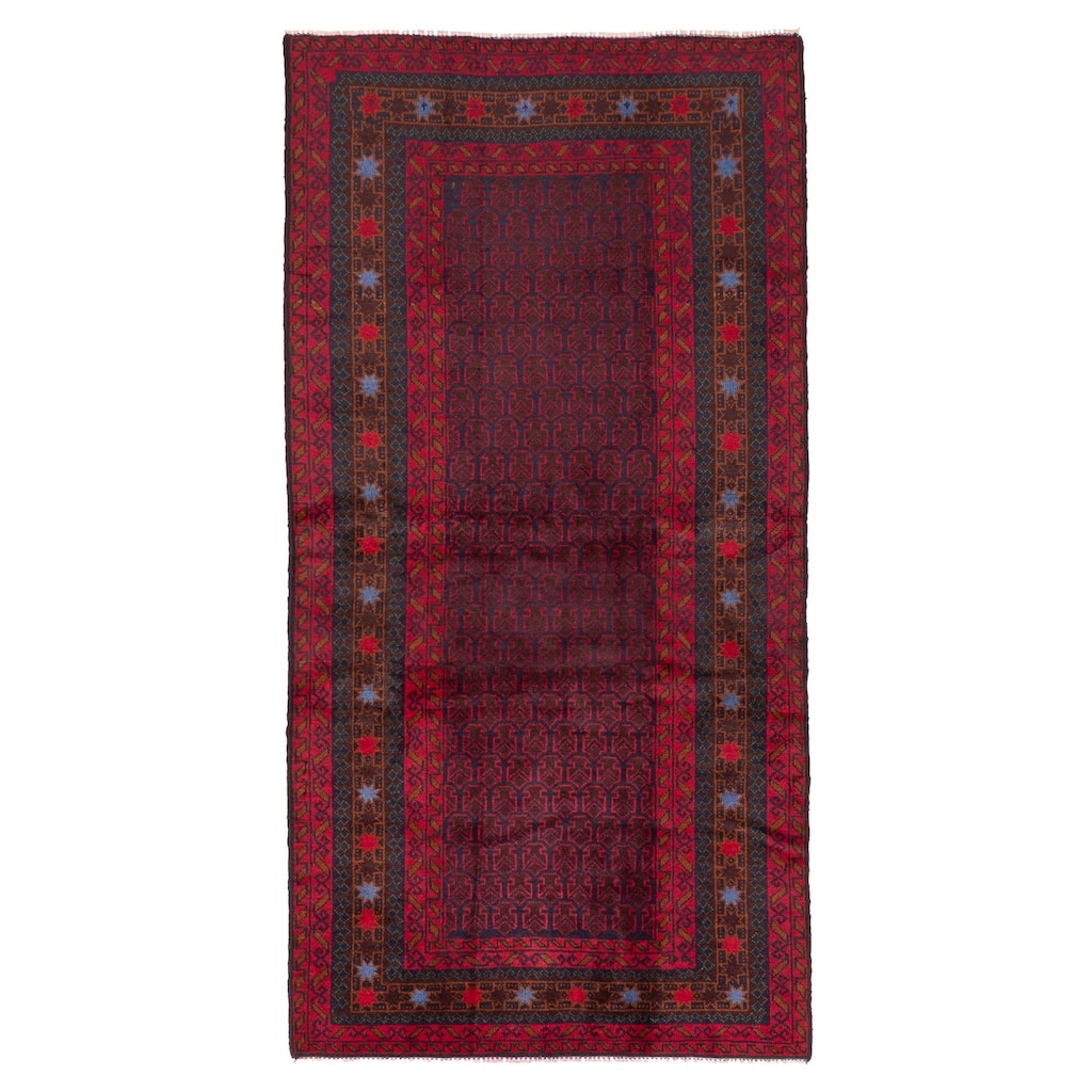 ECARPETGALLERY Hand-knotted Teimani Red Wool Rug - 3'3 x 6'6