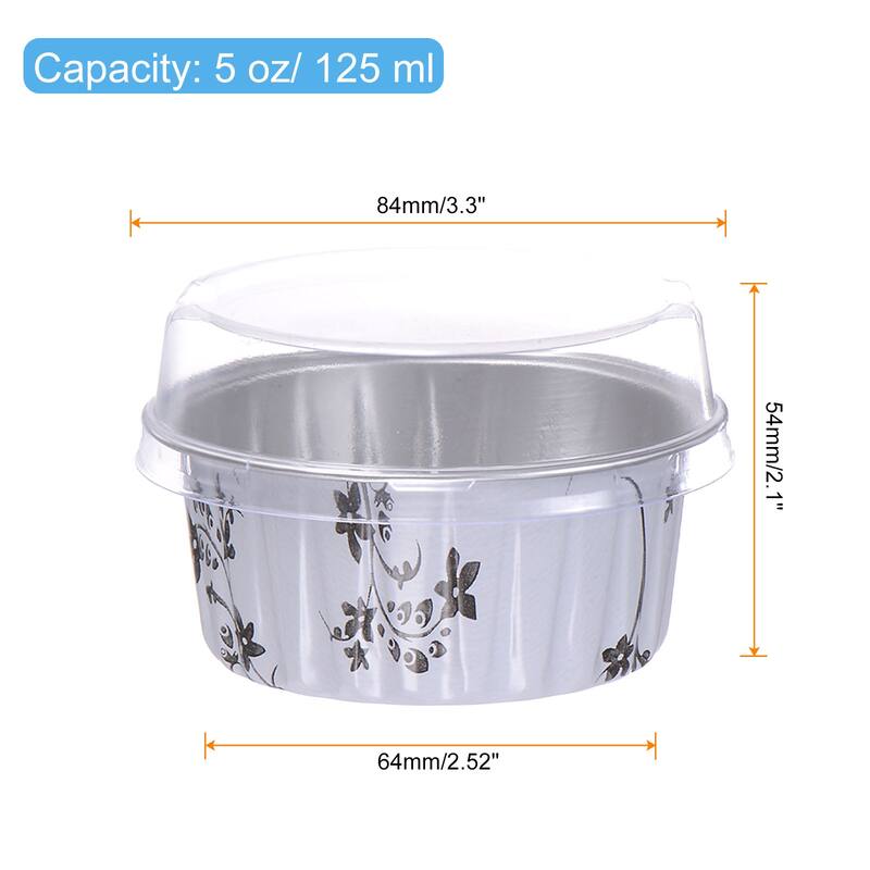 50Pcs Baking Cups with Lid 5oz Aluminum Foil Liners Mini Cups