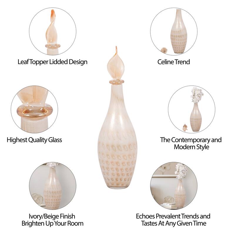 Sagebrook Home Meira Leaf Topper Glass Vase - Exquisite Design for Modern Homes - Durable & Elegant Decor