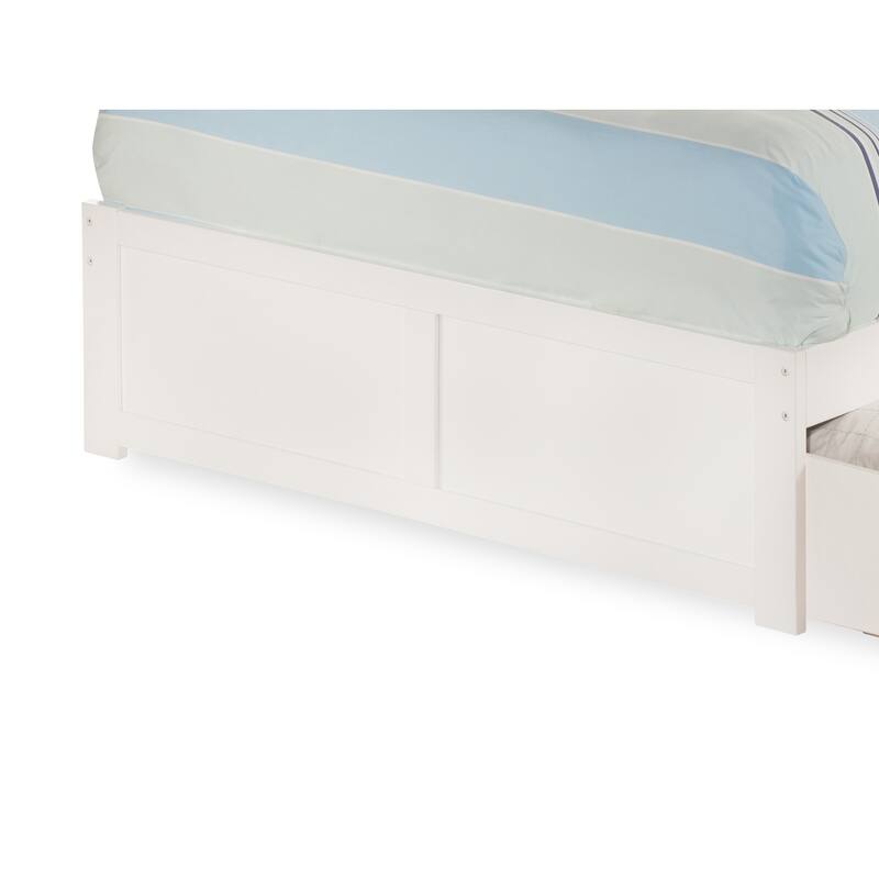 Nantucket Full Platform Bed with Footboard and 2 Bed Drawers in White